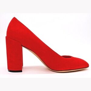 Salvatore‎ Ferragamo Crezzo 85 Lipstick Red Suede Calf Block Heel Pumps Size 10